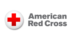 American Red Cross logo on black background.