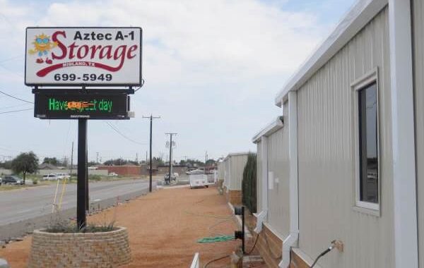 Aztec A-1 Storage sign by roadside.