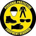 Personal protective equipment required sign. Personal protective equipment required sign.